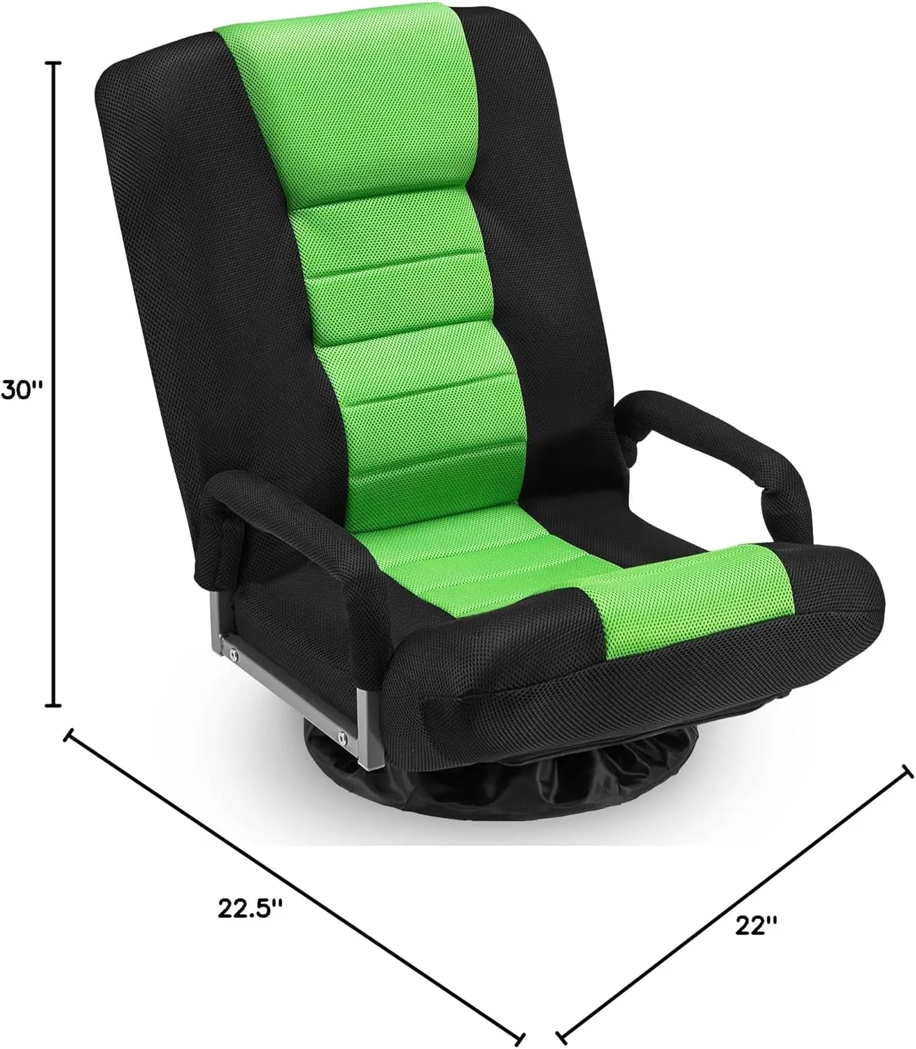 Swivel Floor Gaming Chair w/Armrests,Folding Video Reclining Sofa w/6 Adjustable Position, Padded Backrest & Cushion, Lazy Lounger Couch for E-Sports, Reading, Relaxing, Watching TV, Green