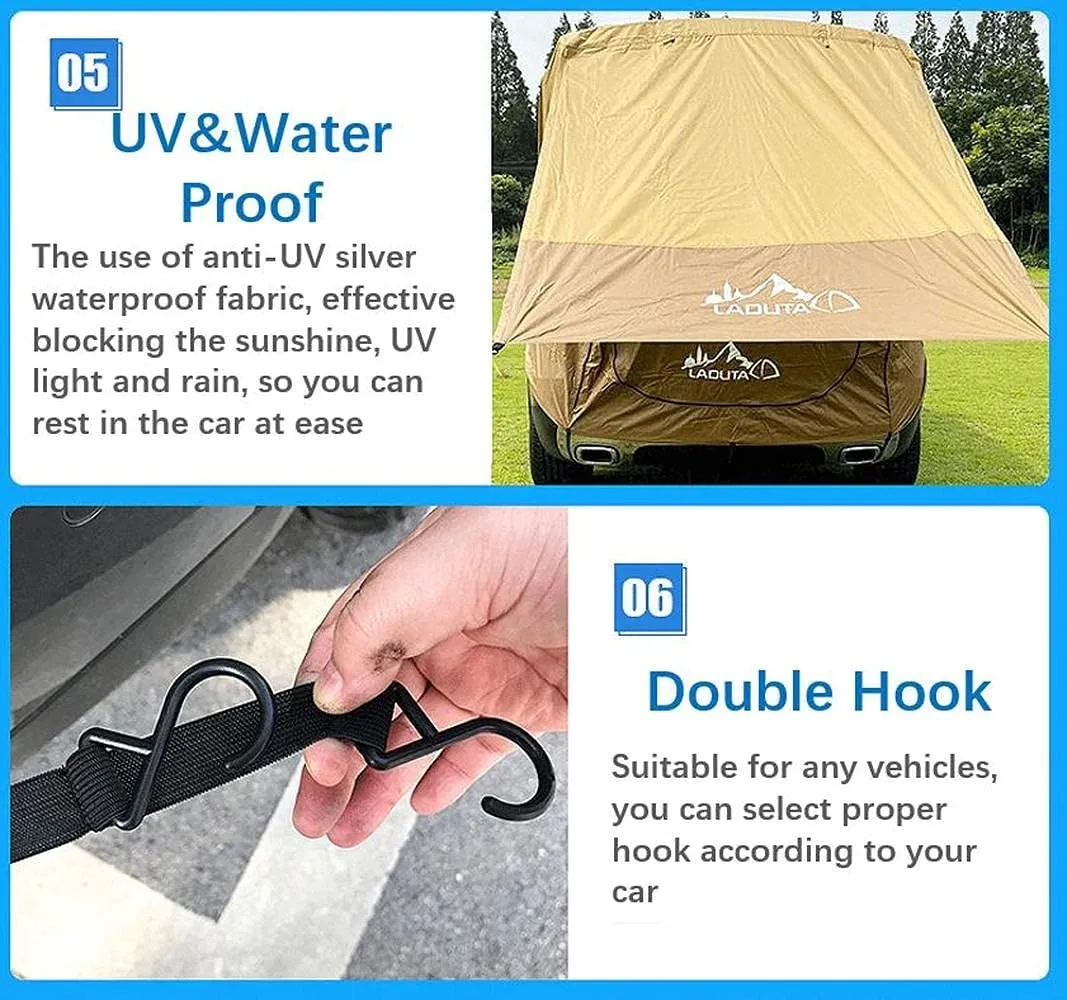 Tailgate Tent for Car Shade Awning Tent Auto Canopy Roof Top Sun Protection Waterproof UV Proof for SUV Camping Picnic Large