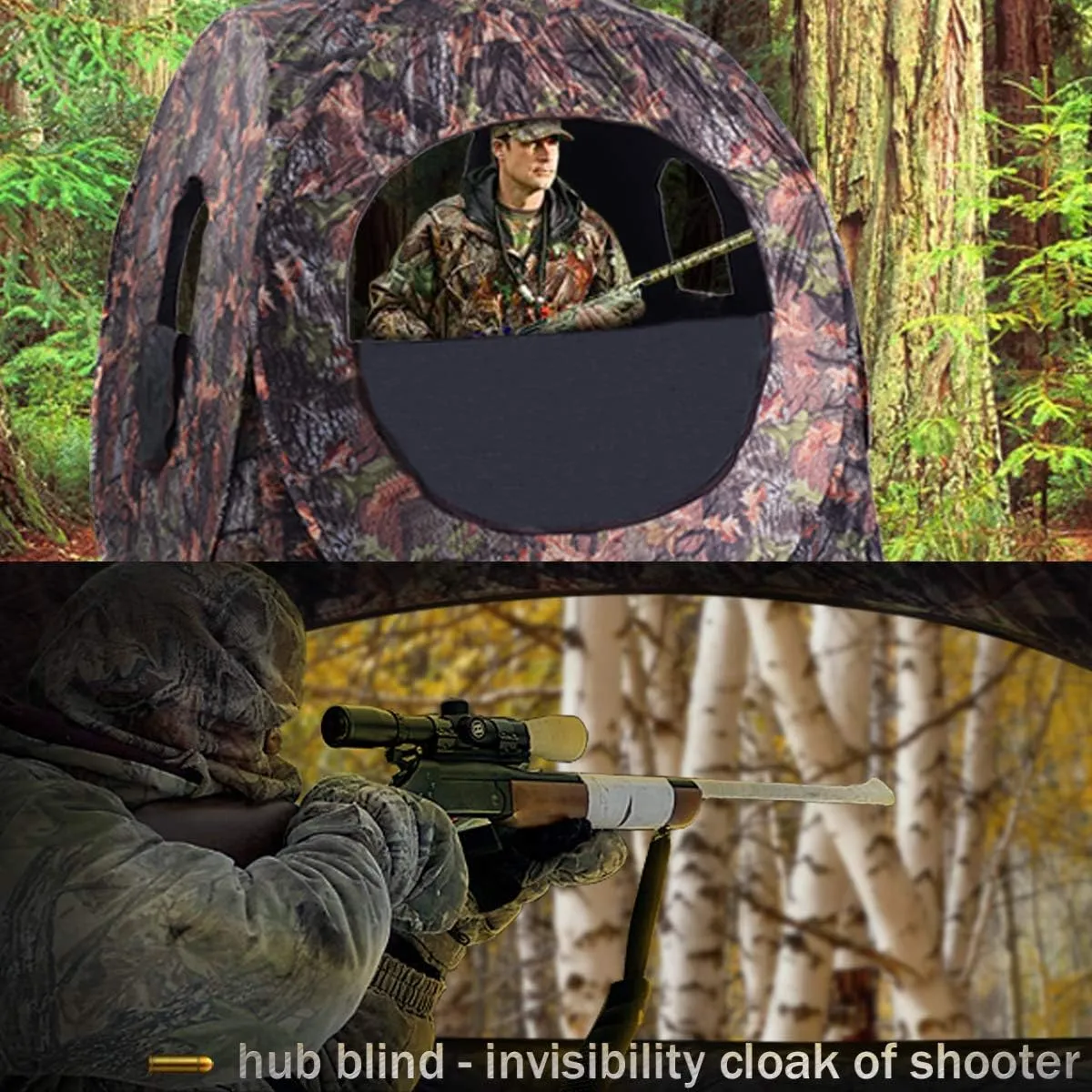 Tangkula 3 Person Pop up Ground Blind, Portable Hunting Blind with Mesh Windows, Carrying Bag & Ground Stakes, Camouflage Hunting Tent with Hub System, Camo Deer Blinds for Hunting