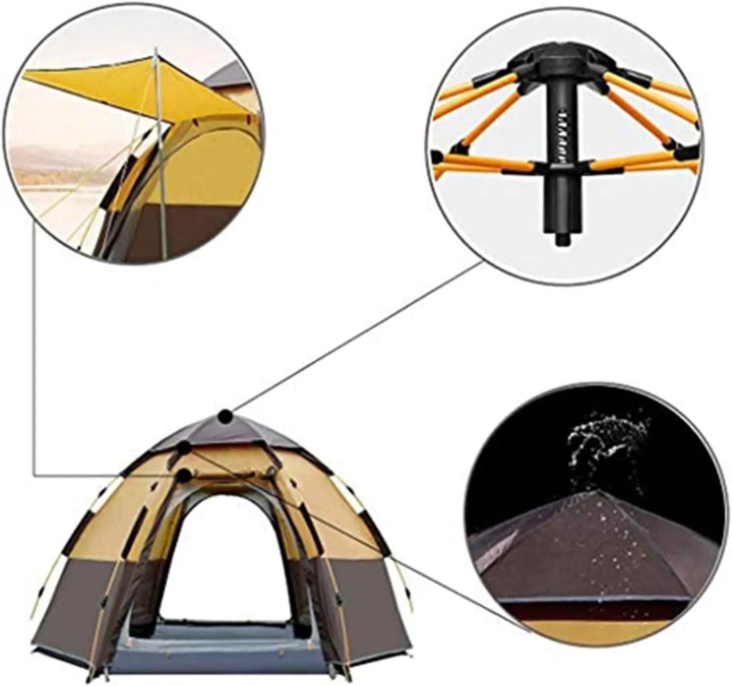 Tarpaulin Shade Cloth Rainproof Cloth Tent Automatic Opening Hexangular Hydraulic Tent - Ultra Large Waterproof Dome Tent- Uv Protected Family Camping Tents Green (Color : B, Size : Large)