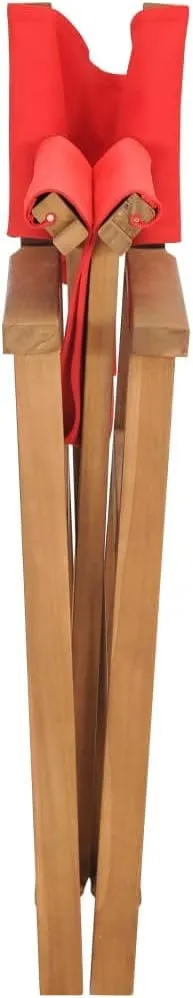 Teak Director Chair Red Outdoor Lounge Chair Patio Furniture Folding Camping Chair for Garden & Balcony