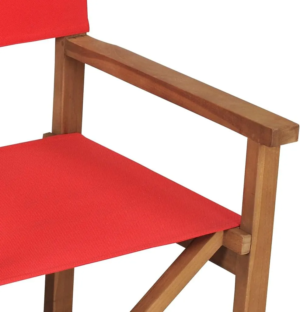 Teak Director Chair Red Outdoor Lounge Chair Patio Furniture Folding Camping Chair for Garden & Balcony