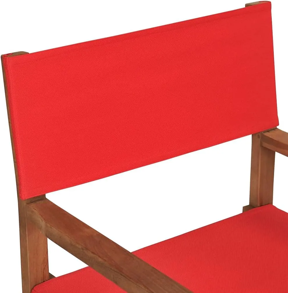 Teak Director Chair Red Outdoor Lounge Chair Patio Furniture Folding Camping Chair for Garden & Balcony