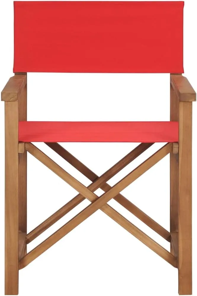 Teak Director Chair Red Outdoor Lounge Chair Patio Furniture Folding Camping Chair for Garden & Balcony