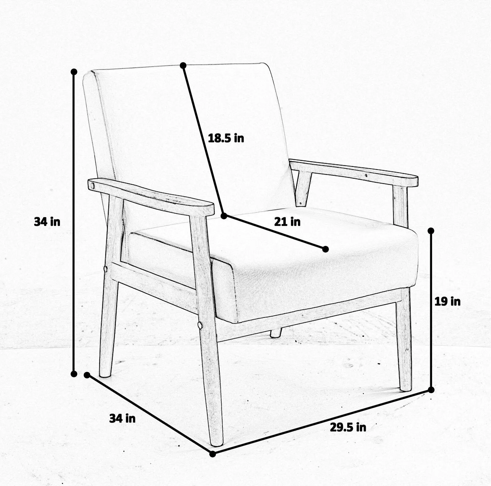 Teak Wood Arm Chair Comfortably Padded Seat and Back Cushions