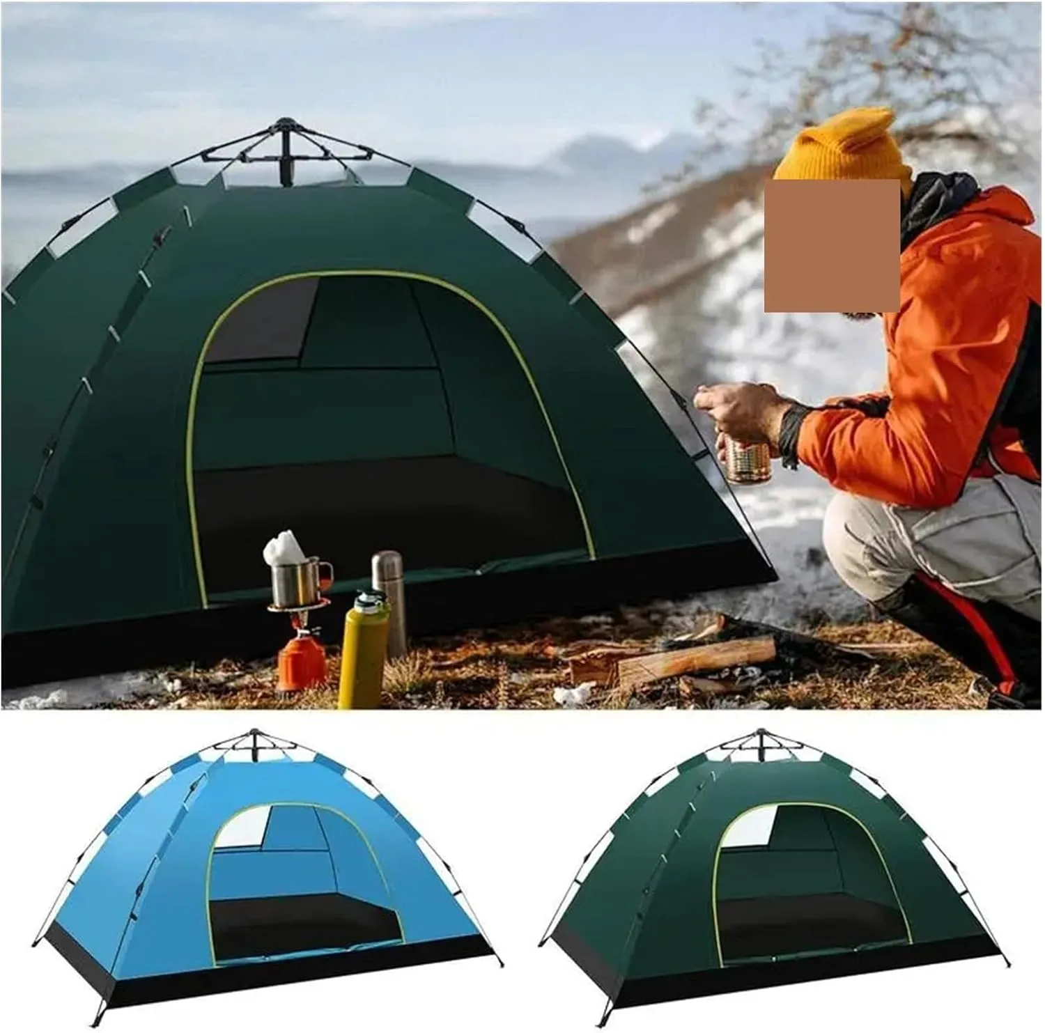 Tent Camping Tent Portable Instant Setup Pod Instant Changing Tent with 2 Doors Camping Beach Lightweight (Color : Green)