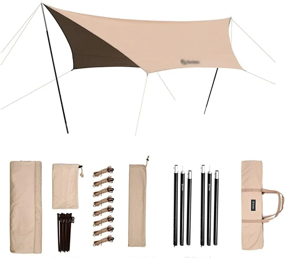 Tent TarpLarge Waterproof Camping Tarp Shelter Lightweight Ripstop Nylon Tent Tarp for Camping Hiking Backpacking (B Without Poles)