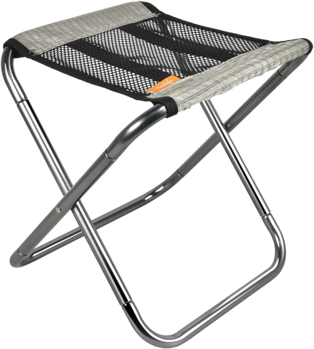 Tentock Folding Chair Lightweight and Compact Small Folding Chair Folding Camping Stool Climbing Chair Convenient to Carry Camping Chair Fishing BBQ Hiking Compact Chair with Storage Bag (Gray)