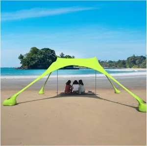 Tents Beach Tent, Camping Tarp Sun Shelter, Portable Lightweight Anti UV Awning Canopy, with 2 Aluminum Poles, 4 Pole Anchors, Sand Shovel Carrying Bag,B