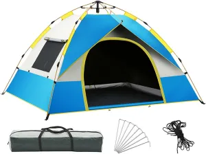 Tents for Camping 4 Person Waterproof Windproof UV-Resistant Quick Setup Folding Outdoor Camping Tent with Carry Bag, 3 Seasons Portable Dome Tents for Family Hiking, Beach