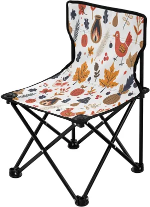 Thanksgiving Pumpkin Turkey Portable Outdoor Folding Chair Anti-Slip Padded Oxford Cloth Stool Camping Chair Small for Beach Hiking Fishing Gardening Quad Camp Chair