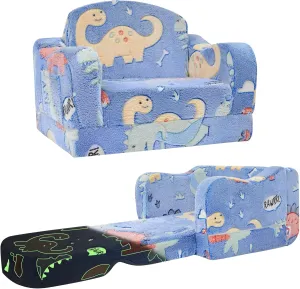 Thick Comfy Toddler Chair and Couch for Kids,2-in-1 Soft Plush Fold Out Sofa for Children,Convertible Couch to Lounger for Toddler