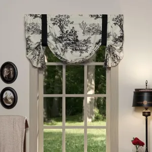 Thomasville At Home Bouvier Black Tie Up Valance, Rod Pocket Valance for Livingroom/Kitchen/Bath, 21x50 (1)