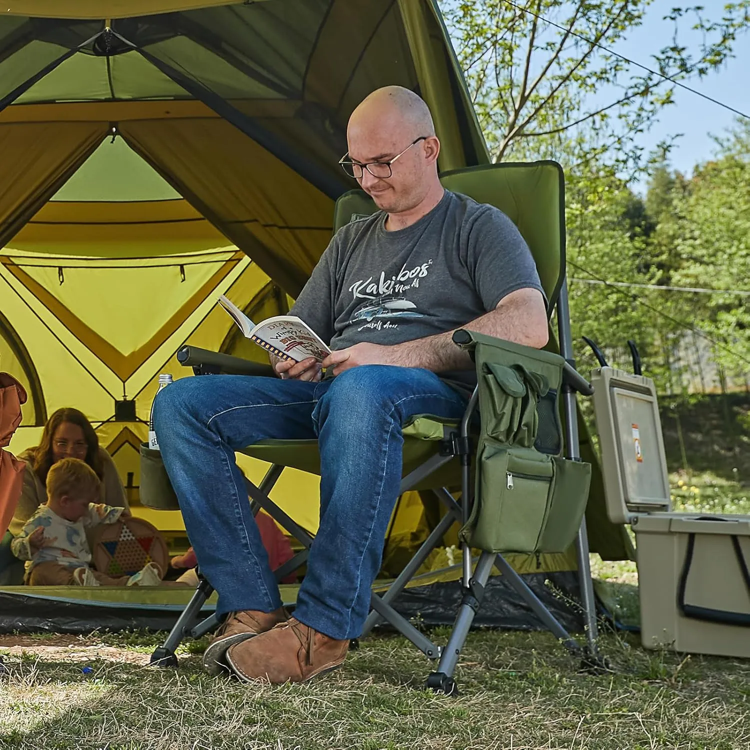 TIMBER RIDGE Oversized Folding Camping Chair High Back Heavy Duty for Adults Support up to 500lbs with Cup Holder, Side Pocket Cooler Bag