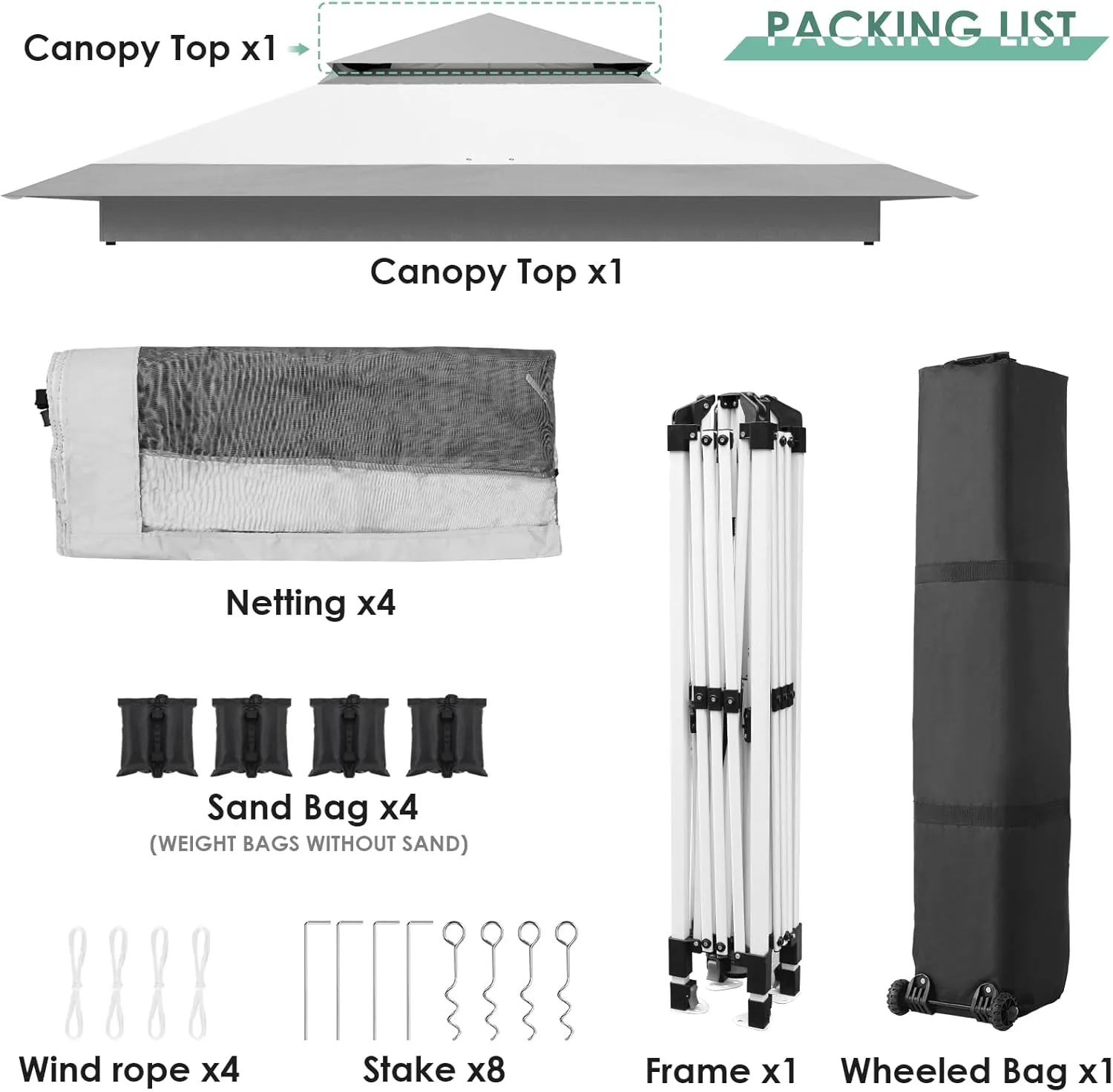 TLSUNNY 11' X 11' Gazebo, Pop Up Outdoor Canopy Tent W/4 Mesh Walls & Wheeled Bag, Screened Shelter with Netting, One-Person Set Up, Height Adjustable, for Patio, Yard, Party, Garden (Grey)
