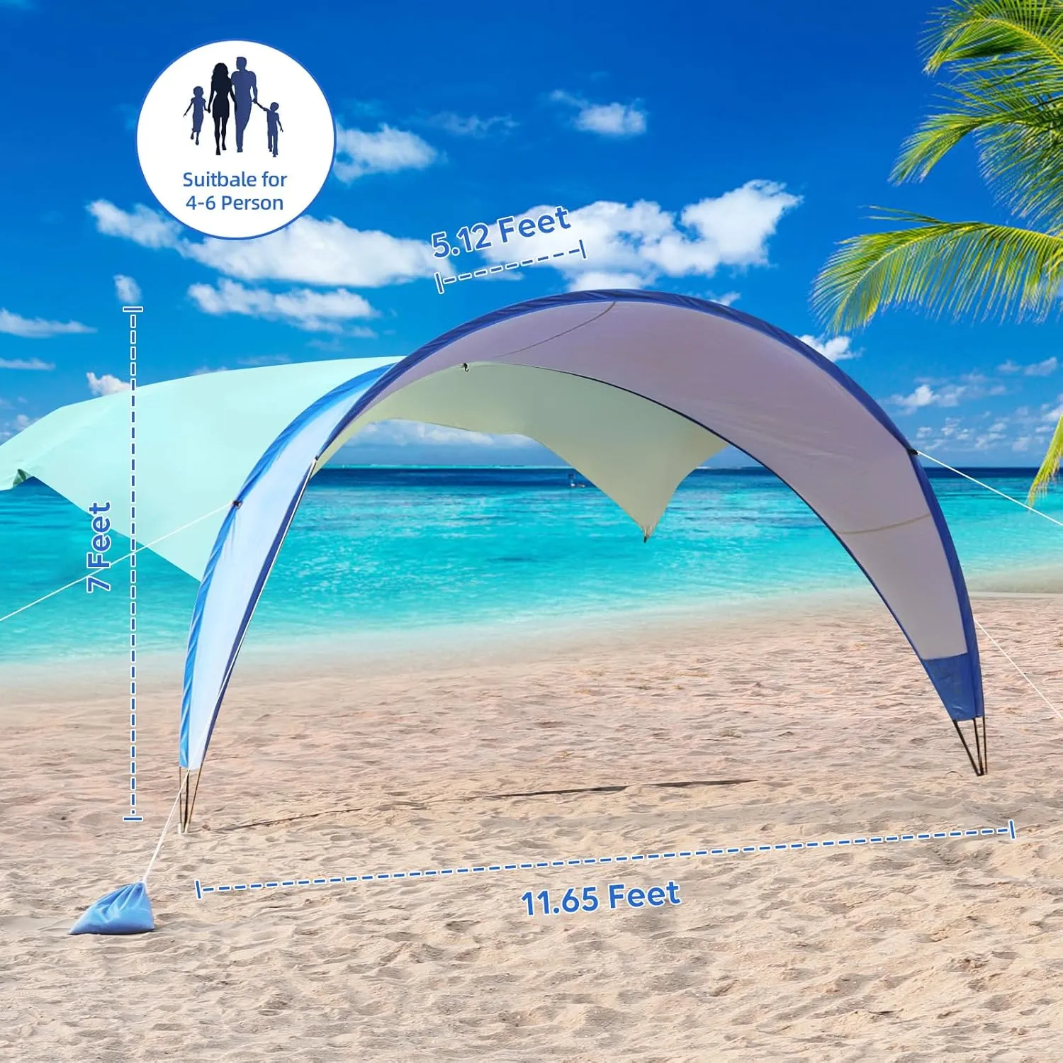 TOBTOS UPF 50  Pop Up Beach Tent, Easy Set Up Beach Umbrella, Sun Shelter for 2-3 People UV Protection Portable Sunshade, Baby Canopy Cabana, Lightweight with Carry Bag