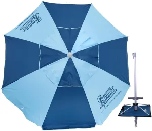 Tommy Bahama 7 ft Fiberglass Beach Umbrella for Sand with Integrated Anchor