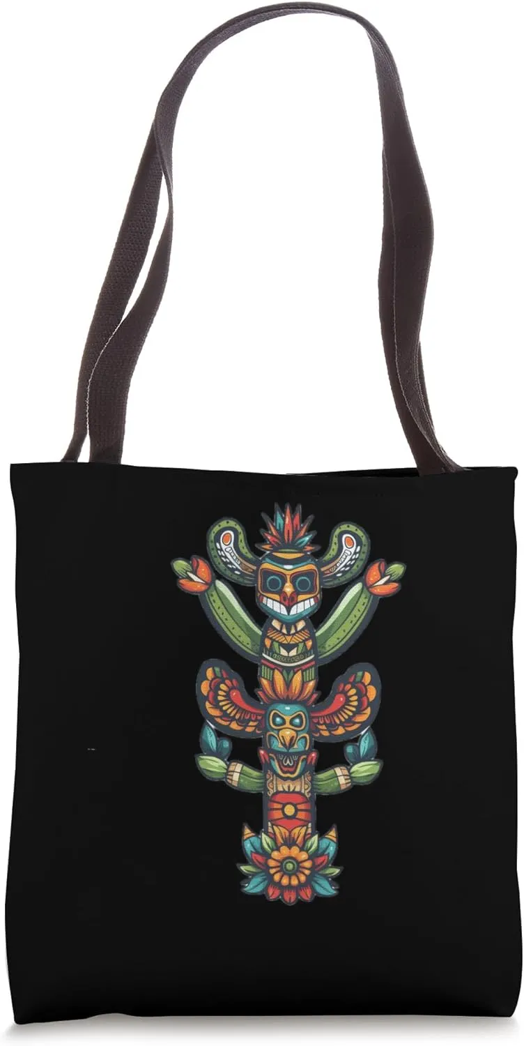Totem Pole Cactus Retro Tote Bag