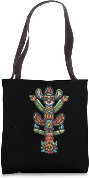 Totem Pole Cactus Retro Tote Bag