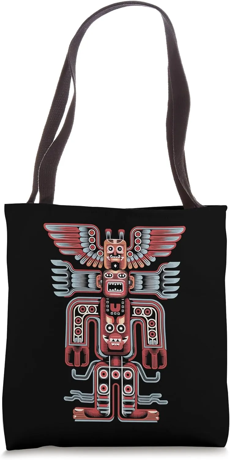 Totem Pole Tribal Art Pacific Northwest Native American Tote Bag