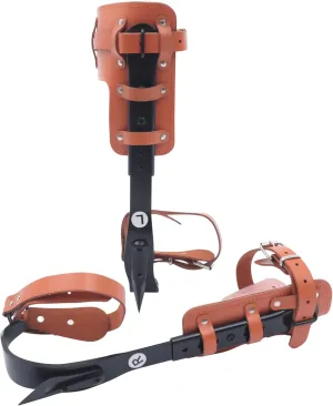 Tree Climbing Spike Set, Adjustable Climbing Spurs Steel, Climber Gaffs Tools, Climbing Gears with Cattle Hide Leggings Straps and Protect Claw for Felling Trees, Picking Fruit, Hanging