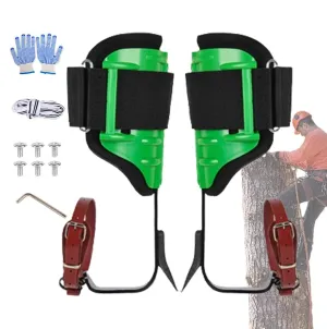 Tree Climbing Spikes, Adjustable Climbing Spurs Tool Leather Tree Climbing Kit with Protection Belt & Non-Slip Pedal, Tree Climbing Gear for Climbers, Hunting, Fruit Picking, Logging