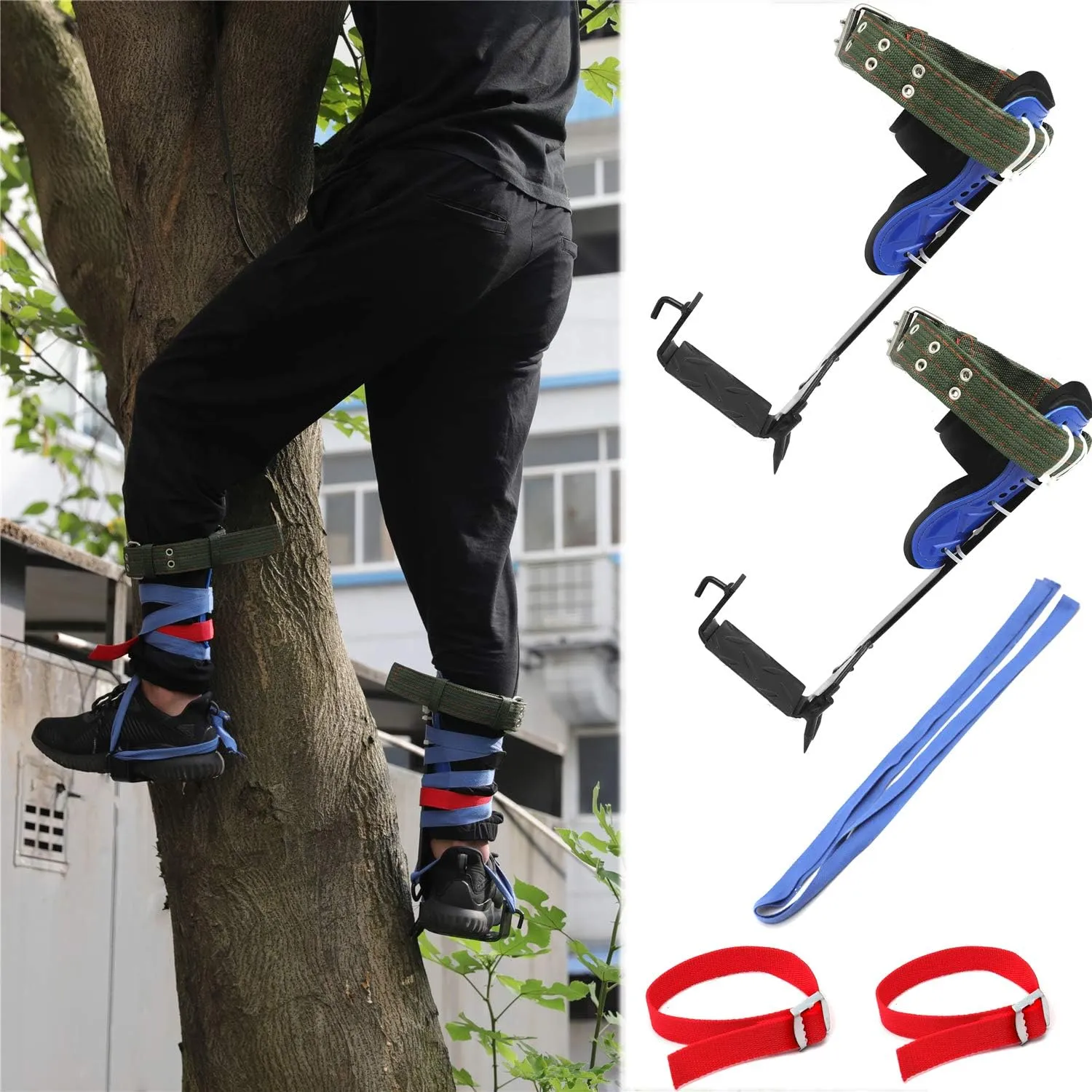 Tree Climbing Spikes Set, Adjustable Tree Climbing Spikes 2 Gears Belt Strap Rope For Outdoor Jungle Survival, Picking Fruit, Indoor and Outdoor Sports