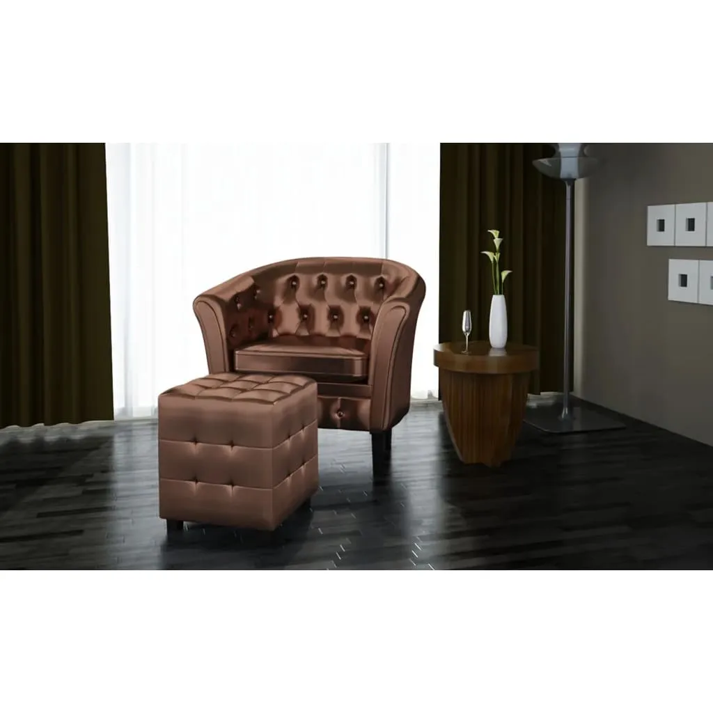 Tub Chair with Footstool Faux Leather Lounge Arm Chair Multi Colors