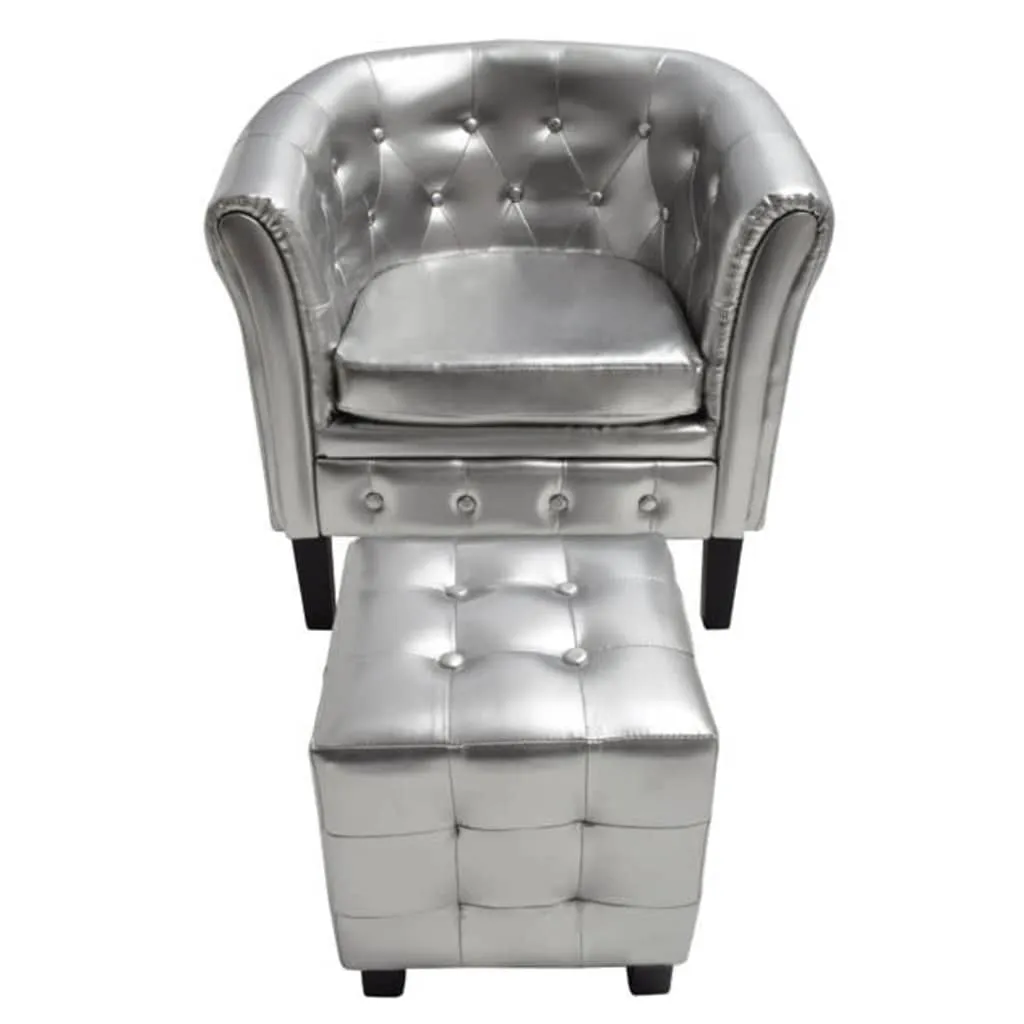 Tub Chair with Footstool Faux Leather Lounge Arm Chair Multi Colors