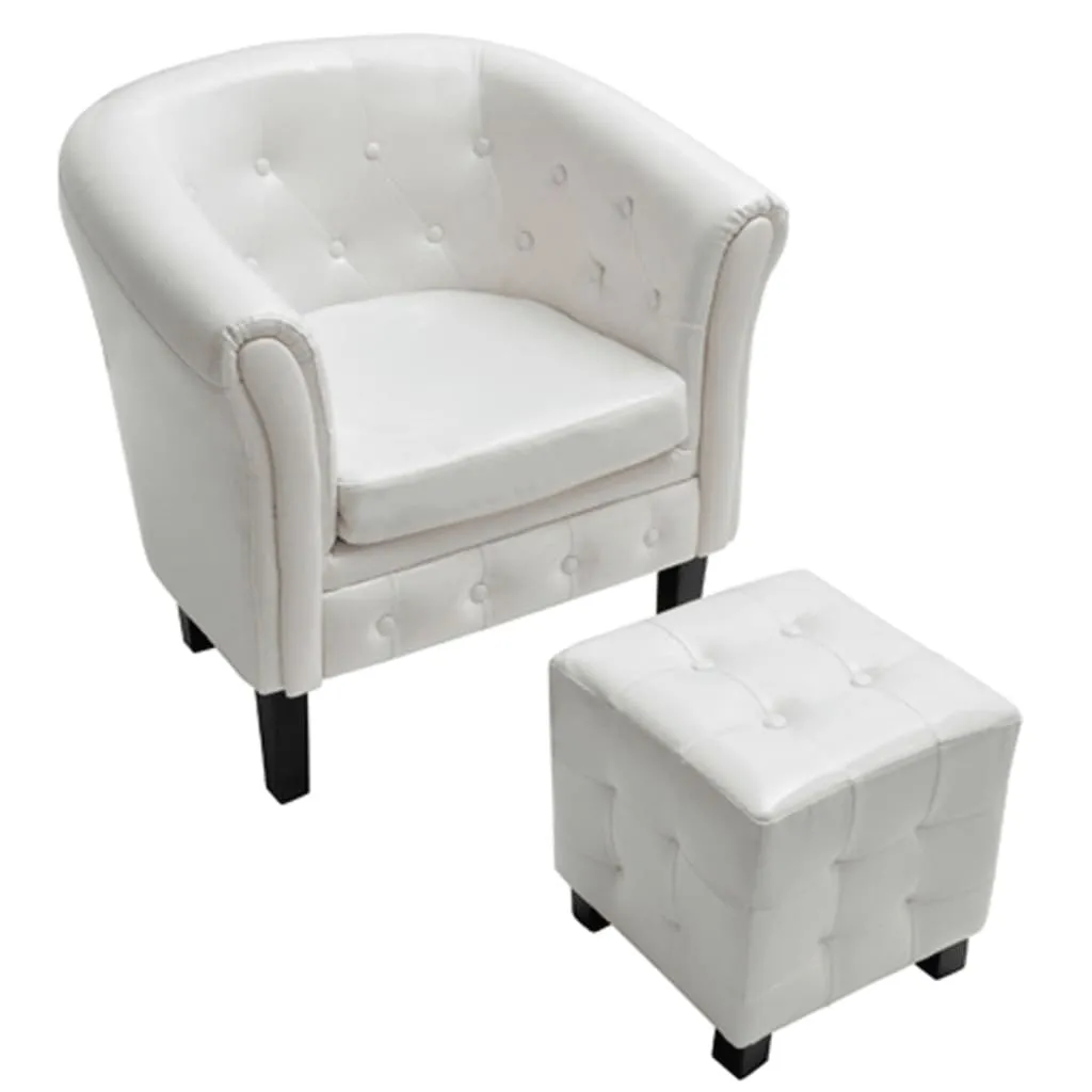Tub Chair with Footstool Faux Leather Lounge Arm Chair Multi Colors