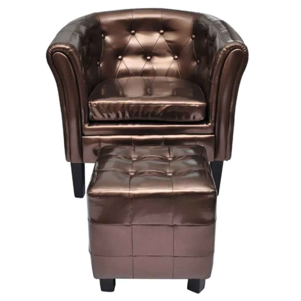 Tub Chair with Footstool Faux Leather Lounge Arm Chair Multi Colors
