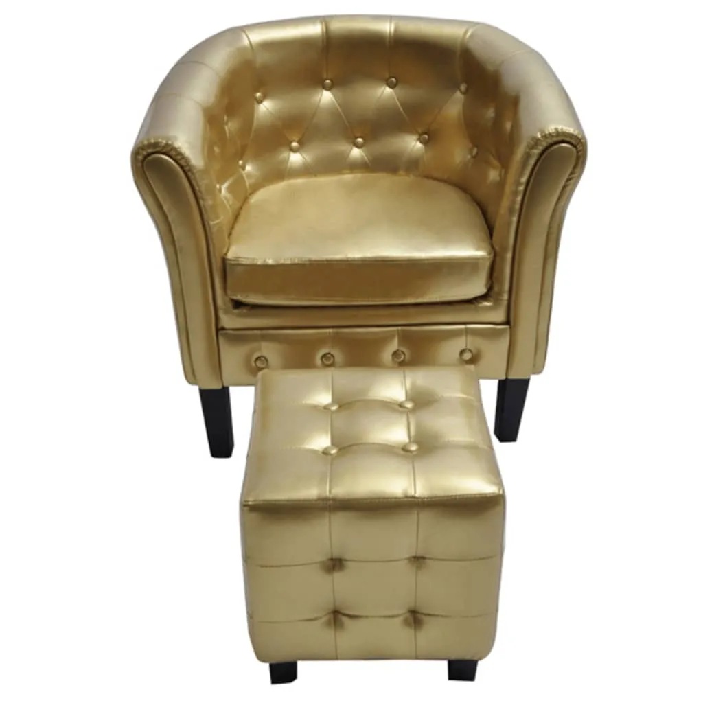 Tub Chair with Footstool Faux Leather Lounge Arm Chair Multi Colors