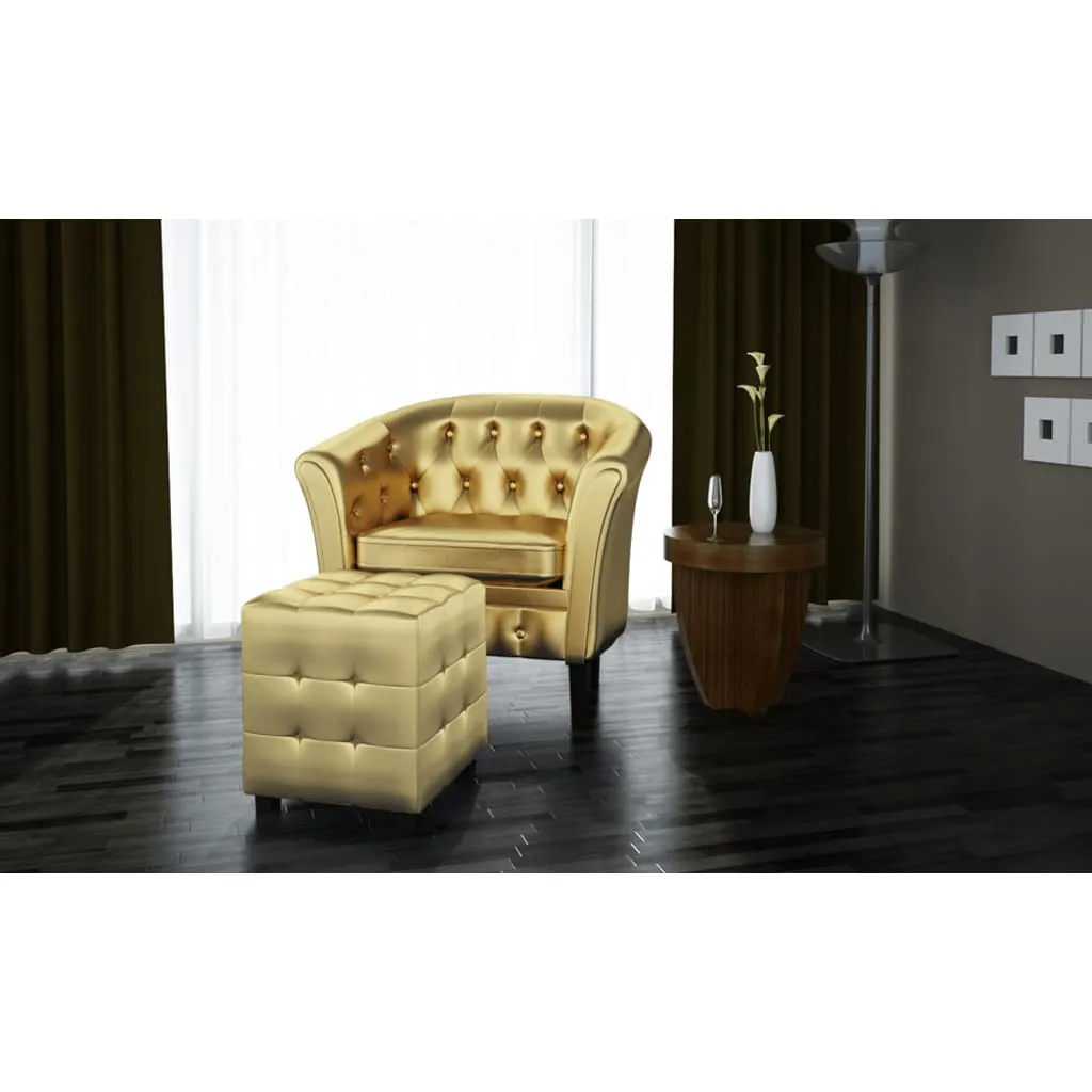 Tub Chair with Footstool Faux Leather Lounge Arm Chair Multi Colors