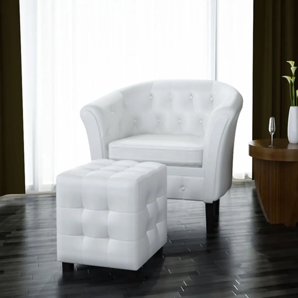 Tub Chair with Footstool Faux Leather Lounge Arm Chair Multi Colors