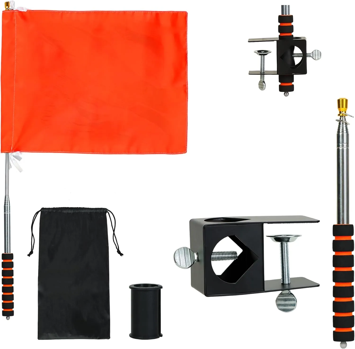 Tugaizi Orange Boat Flag 12x18 Inch Floating Boat Flag Pole Kit Water Ski Flag Boating Tow Flag, Replacement Boat Safety Flag Set for Tubing, Wakeboarding, Watersports