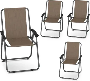 UDPATIO Patio Dining Chair Set of 4, Folding Patio Chair with Compact Folded Size, Sturdy Steel Frame and Weather-Resistant Textilene Fabric, Weights only 5.7lbs, Support up to 220lbs, Brown