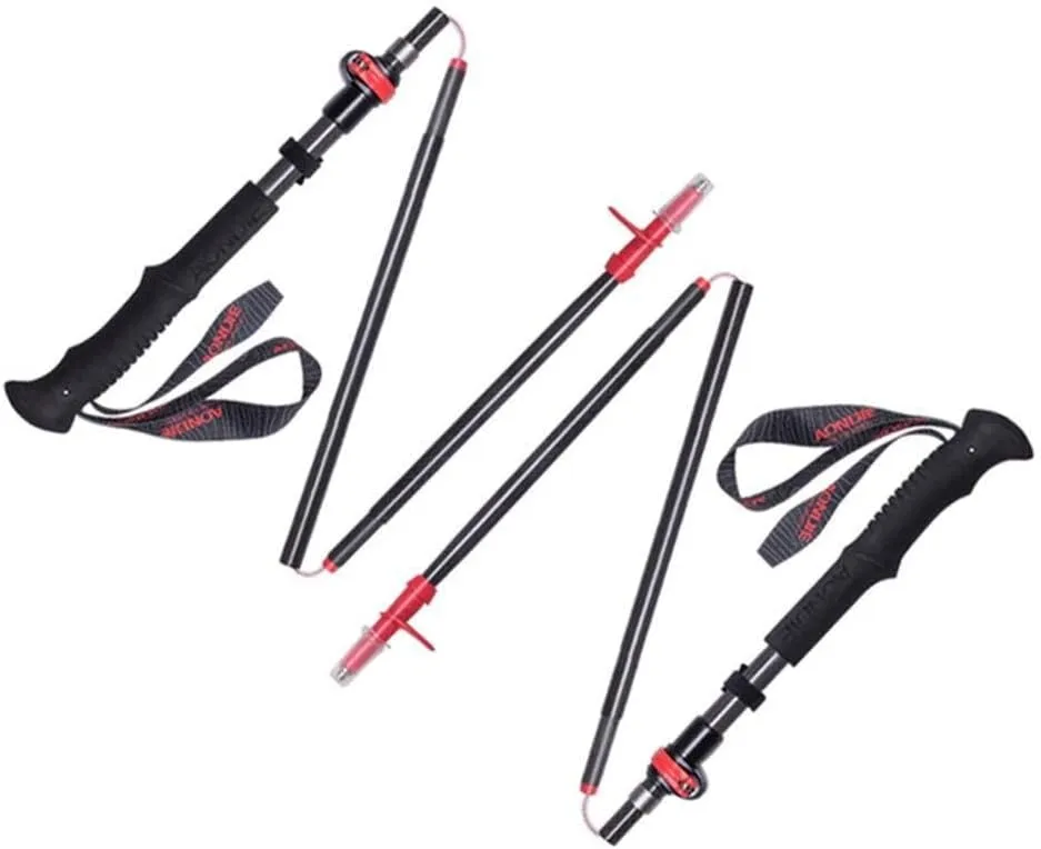 Ultralight Carbon Fiber Trekking Poles with Foam Grip, Adjustable Quick Lock System, Collapsible Walking Sticks, Extends up to 51.1" for Hiking, Camping, Backpacking
