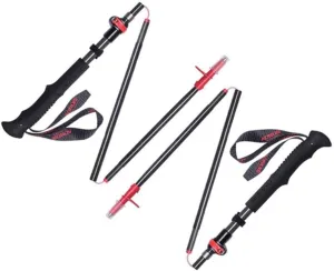 Ultralight Carbon Fiber Trekking Poles with Foam Grip, Adjustable Quick Lock System, Collapsible Walking Sticks, Extends up to 51.1" for Hiking, Camping, Backpacking