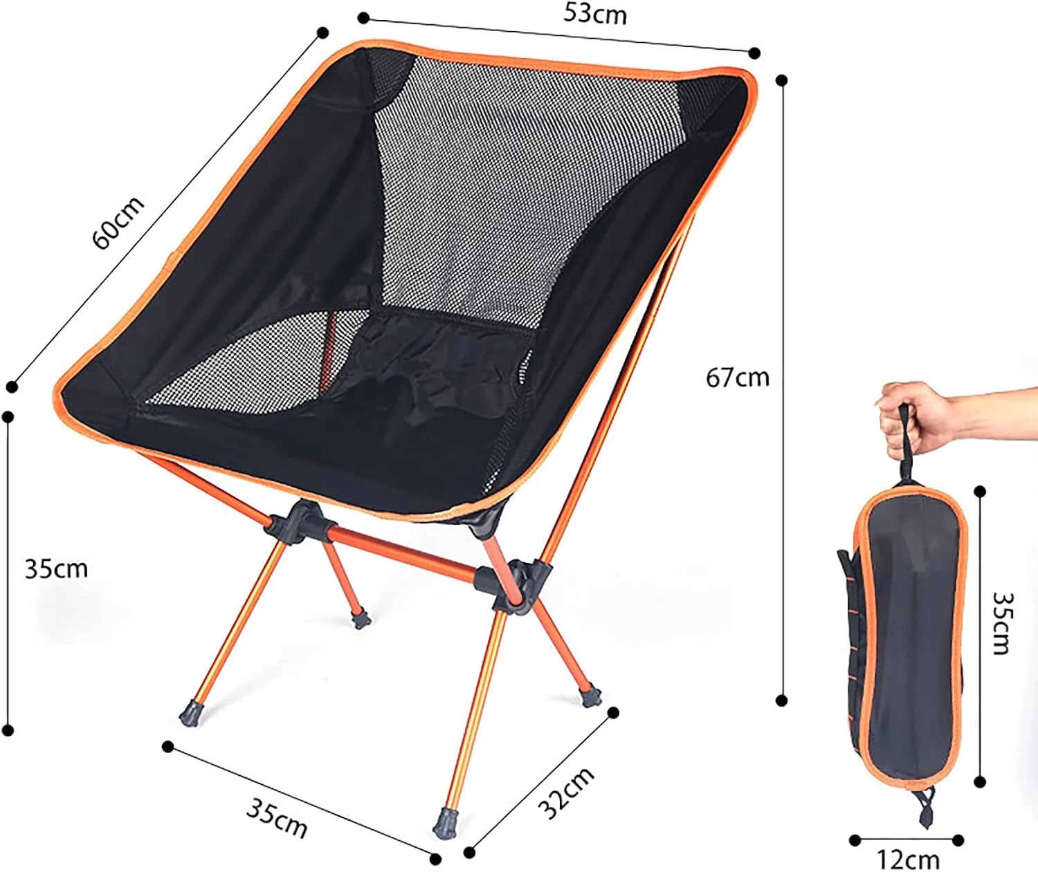 Ultralight Folding Camping Chair, Portable Compact for Outdoor Camp, Travel, Beach, Picnic, Festival, Hiking, Lightweight Backpacking