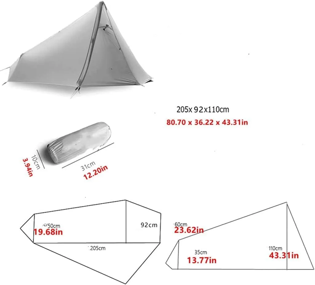 Ultralight Tent Backpacking 1 Person 3-Season Camping Shelter Waterproof Hiking for Camping, Lightweight Scouts, Trekker NO Trekking Poles