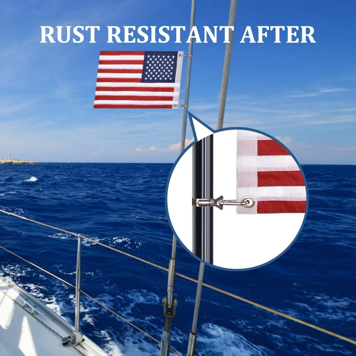 Universal Boat Flag Marine with 4 Boat Flag Pole Kits USA Flag with 50 Embroidered Stars American Boat Flag
