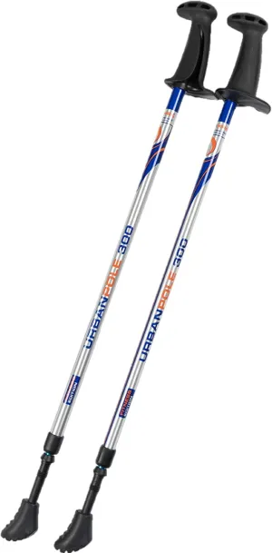 Urban Poling Urban Poles Series 300 – Fitness Edition, Blue & Silver, 1 Pair – for Users 4'2"–6'2" – Lightweight, Aluminum Nordic Walking Sticks – Collapsible & Adjustable Hiking Gear – Ergonomic