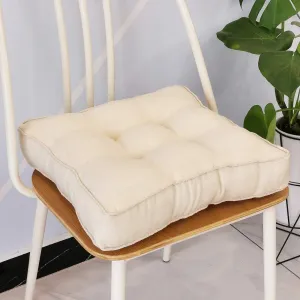 vctops Faux Linen Square Padded Chair Seat Cushion,Soft Solid Chair Pads,Comfortable Sitting for Office,Home or Car 20"x20" Beige White