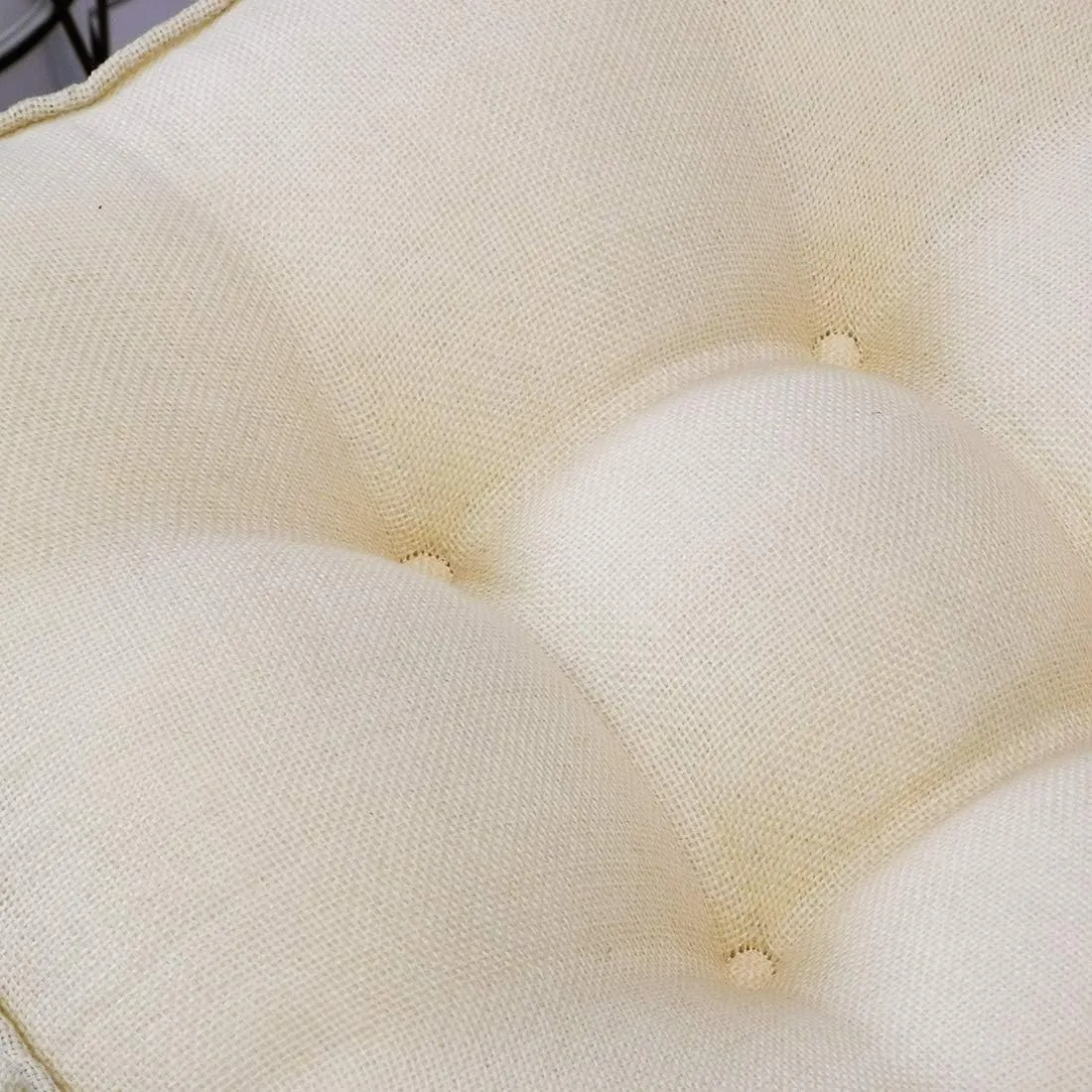 vctops Faux Linen Square Padded Chair Seat Cushion,Soft Solid Chair Pads,Comfortable Sitting for Office,Home or Car 20"x20" Beige White