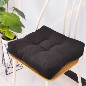 vctops Faux Linen Square Padded Chair Seat Cushion,Soft Solid Chair Pads,Comfortable Sitting for Office,Home or Car 20"x20" Black