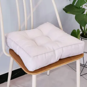 vctops Faux Linen Square Padded Chair Seat Cushion,Soft Solid Chair Pads,Comfortable Sitting for Office,Home or Car 20"x20" White