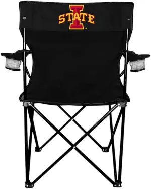 VictoryStore Outdoor Camping Chair - Iowa State University Block I Logo Black Folding Camping Chair with Carry Bag