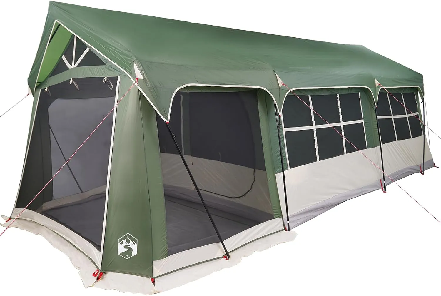 vidaXL 10 Person Outdoor Camping Tent with Zipper Closure and Mosquito Nets UV Resistant Waterproof Polyester Fiberglass Structure Spacious Design for Family Gatherings Green Large Shelter Weather