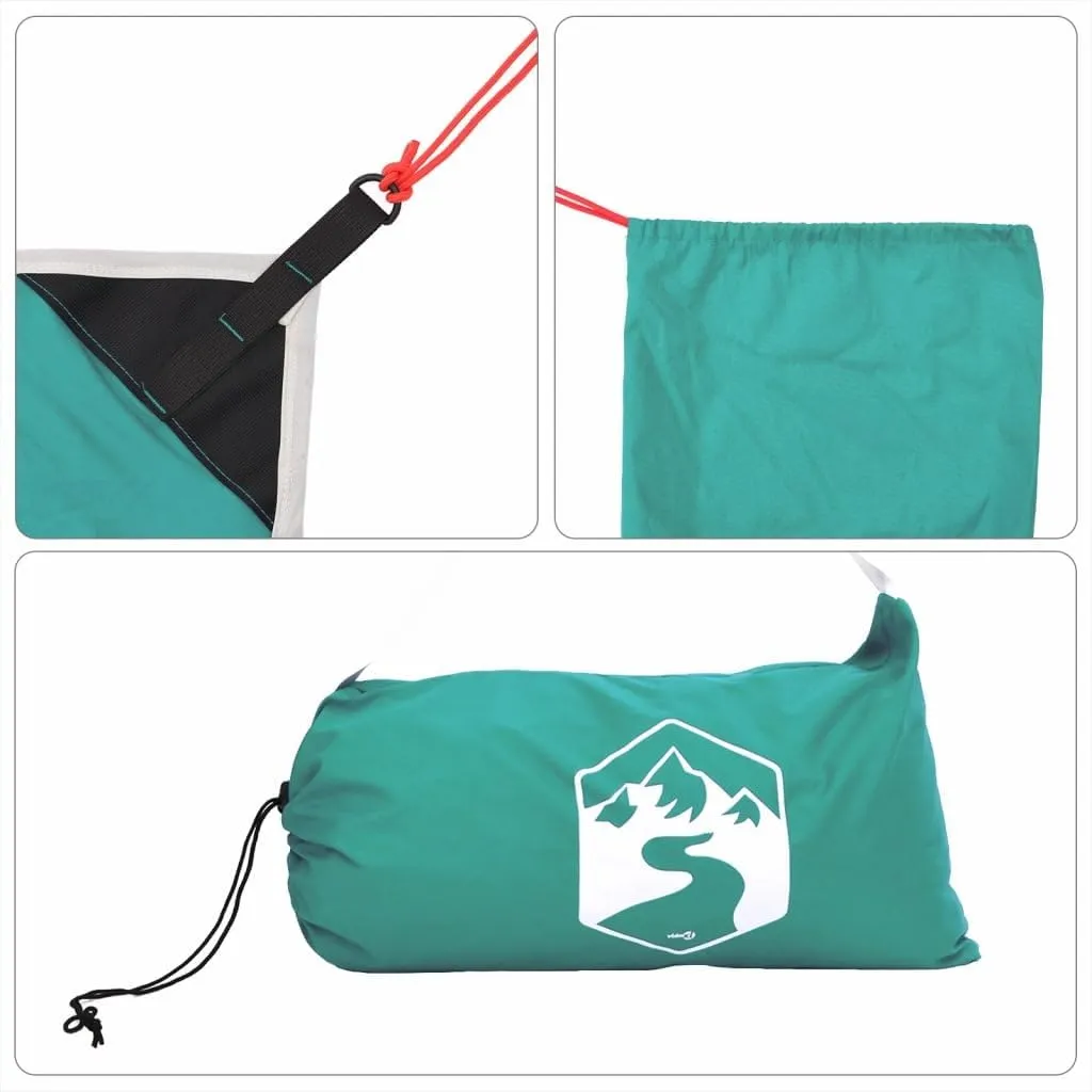 vidaxl Beach Canopy Tent with uv Protection - Outdoor Camping and Beach shelter in Green and Grey - Portable Sunshade for 4 Persons, Polyester & Steel, Includes Sand Anchors