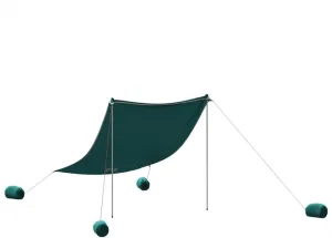 vidaxl Beach Canopy Tent with uv Protection - Outdoor Camping and Beach shelter in Green and Grey - Portable Sunshade for 4 Persons, Polyester & Steel, Includes Sand Anchors